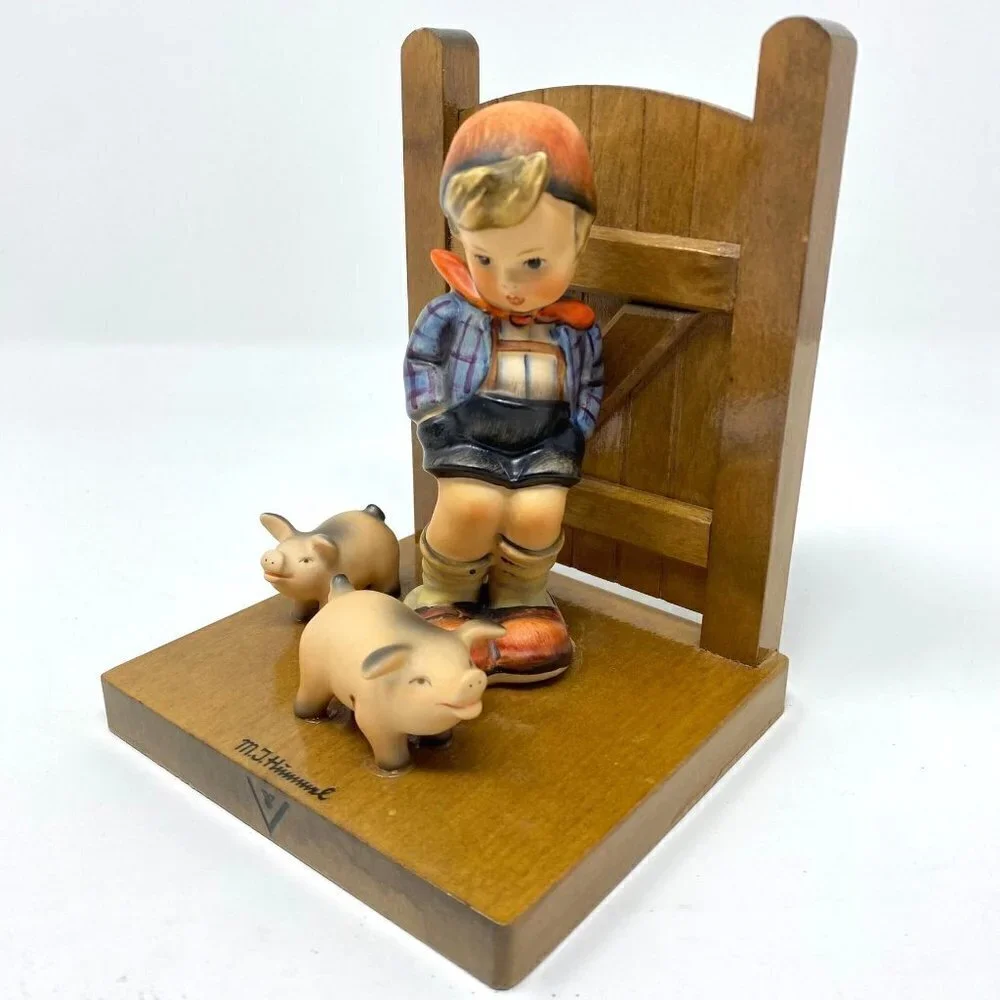 GOEBEL MI HUMMEL GOOSE GIRL FARM BOY BOOKENDS Vintage Rare